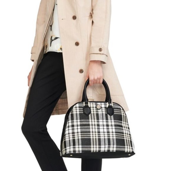 Tory Burch Handbags - Tory Burch Robinson woven plaid open dome satchel